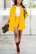 Yellow Street Solid Buttons Turndown Collar Long Sleeve Regular Sleeve Two Pieces