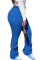 Blue Fashion Street Adult Solid Pants Straight Bottoms
