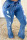 Blue Daily Solid Ripped Boot Cut Denim