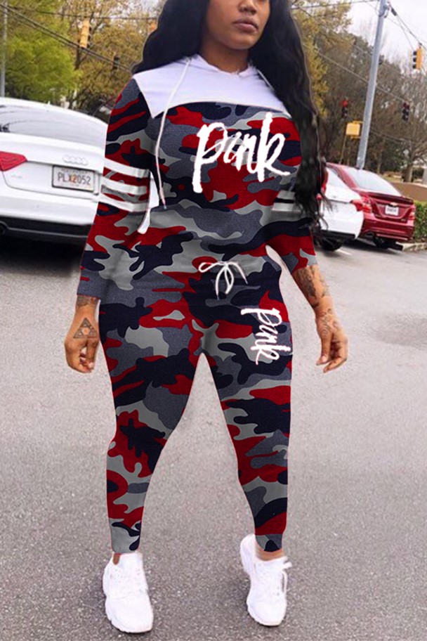 red camouflage trousers