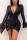 Black Fashion Sexy Solid Patchwork V Neck Long Sleeve Mini A Line Dresses