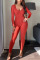Red Fashion Sexy Adult Solid Backless U Neck Skinny Jumpsuits