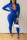 Blue Fashion Casual Solid Basic Zipper Collar Skinny Jumpsuits