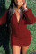 Wine Red Fashion Sexy Print Basic Zipper Collar Long Sleeve Mini Printed Dress Dresses