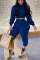 Blue Fashion Casual Solid Basic Hooded Collar Long Sleeve Regular Sleeve Short Two Pieces