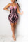 Pink Fashion Sexy Sequin Stitching Suspender Dress