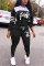 Black Casual Patchwork Two Piece Suits Print pencil Long Sleeve
