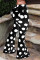 Black Fashion Casual Dot Print Basic Regular Trousers