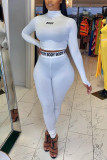 White Fashion Casual Letter Printed Tight Set