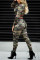 Army Green Fashion Casual Camouflage Print Basic O Neck Two Pieces