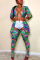 Green Fashion Trendy Casual Multicolor Print Two Pieces