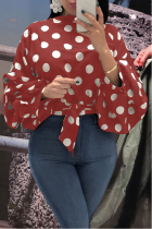 Red Trendy Dots Printed Blouses