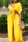 Yellow Casual Deep V Neck Loose Two-piece Pants Set