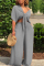 Apricot Casual Deep V Neck Loose Two-piece Pants Set