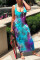 BluePurple Sexy Fashion Printed Sleeveless Dress