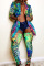 Green Fashion Trendy Casual Multicolor Print Two Pieces