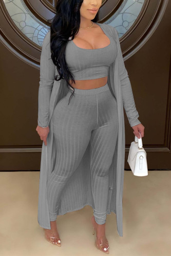 Grey Fashion Casual Vest Trousers Coats Set