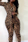 Leopard print Fashion Casual Print Long-Sleeved Two-Piece Suit