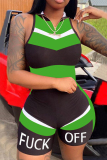 Green Sexy Fashion Stitching Sleeveless Sports Romper
