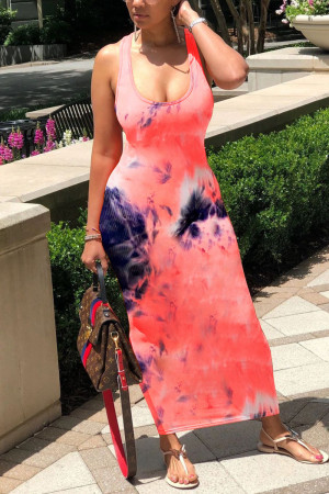 Red Sexy Fashion Printed Sleeveless Dress