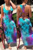 BluePurple Sexy Fashion Printed Sleeveless Dress