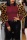 Wine Red Fashion Patchwork Bubble Sleeve Print Top