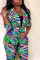 MalachiteGreen Fashion Casual Print Long-Sleeved Two-Piece Suit