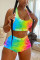 Rose Red Sexy Fashion Print Sleeveless Top Shorts Set