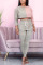 Grey Cotton Casual Patchwork Solid Two Piece Suits pencil Long Sleeve Two Pieces