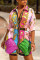 Multicolor Fashion Print Long Sleeve Shirt Dress