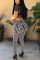 White Sexy Printed Twilled Satin Two-piece Pants Set(No Underwear)