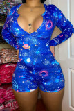 BluePrint Sexy Fashion Printed Long Sleeve Plus Size Romper