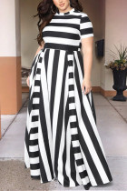 Black Fashion Sexy Striped Plus Size Dress