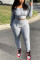 Grey Fashion Sexy Solid Basic Bateau Neck Long Sleeve Off The Shoulder Regular Two Pieces