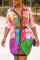 Multicolor Fashion Print Long Sleeve Shirt Dress
