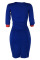 Blue Casual Patchwork Slim Knee Length Dress