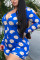 Red Sexy Fashion Printed Long Sleeve Plus Size Romper