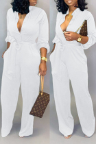 White Fashion Sexy Print Tooling Jumpsuit