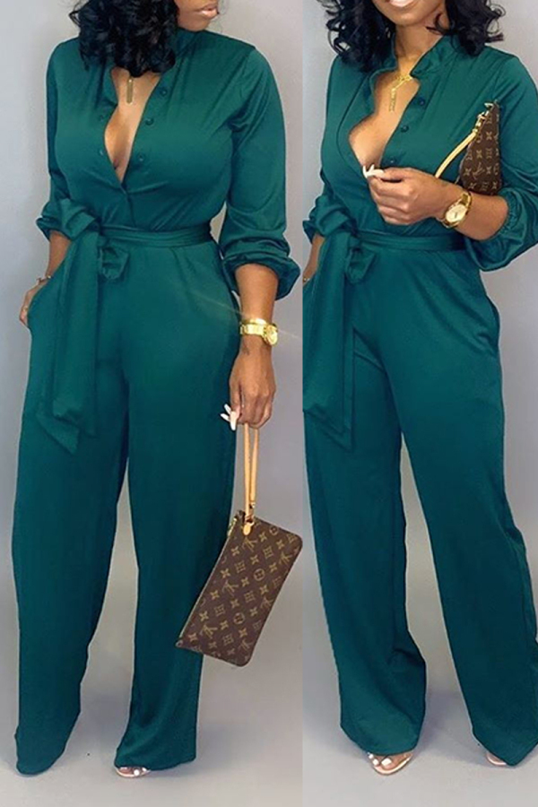 Green Fashion Sexy Print Tooling Jumpsuit