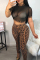 White Sexy Printed Twilled Satin Two-piece Pants Set(No Underwear)