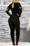 Black Sexy Patchwork One-piece Jumpsuit