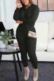 Black Fashion Casual Solid Pullovers Hooded Collar Long Sleeve Regular Sleeve Regular Two Pieces