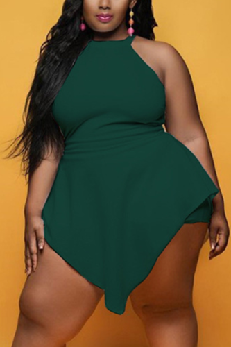 Green Sexy Fashion Sleeveless Plus Size Romper