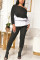 Black Fashion Casual Patchwork Patchwork O Neck Long Sleeve Regular Sleeve Regular Two Pieces