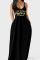 Black Sexy Fashion Print Sling Plus Size Dress