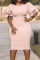 Pink Fashion Slim Large Size Step Skirt Dress