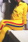 Yellow Fashion Casual Striped Patchwork Patchwork Zipper Collar Long Sleeve Two Pieces