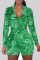 Green Fashion Adult Living Print V Neck Skinny Jumpsuits