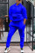 Blue Fashion Casual Solid Basic Hooded Collar Long Sleeve Two Pieces