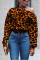 Leopard print One Shoulder Collar Print Polyester Print Long Sleeve 